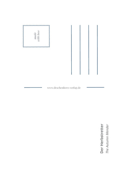 Rückseite der Postkarte Der Herbstretter mit Adressfeld und Platz für eine persönliche Nachricht